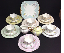 Shelley Harlequin and Floral 21 piece teaset